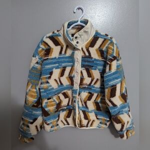 Panhandle Women's Abstract Print Sherpa Sweater Jacket